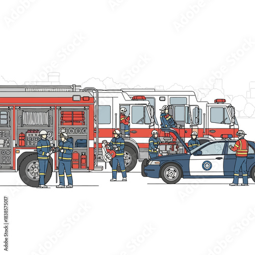 Emergency Services Personnel and Vehicles Responding to a Scene.