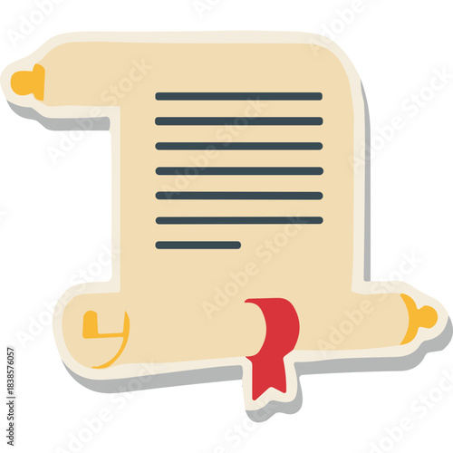 Ancient Scroll With Red Seal And Text On A White Background Symbolizing Knowledge And History