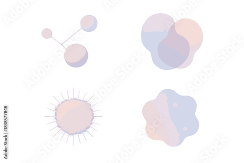 Ink Constellation Art. Isometric vector illustration set Ink bloom constellations: floating pigment dots, connected transparencies