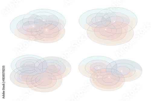 Fluid Connection Waves. Isometric vector illustration set Fluid connection waves: soft concentric ripples overlapping gently,
