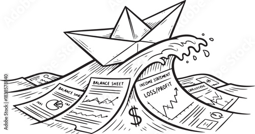 Navigating Economic Crisis: Paper Boat on Finance Document Waves