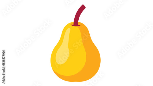 A Vibrant Yellow Pear with a Burgundy Stem Rests Against a Stark Black Background Symbolizing Healthy Eating and Fresh Produce