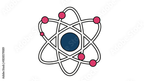 Abstract Atomic Structure Representation with Electrons Orbiting a Nucleus on a Black Background Scientific Concept