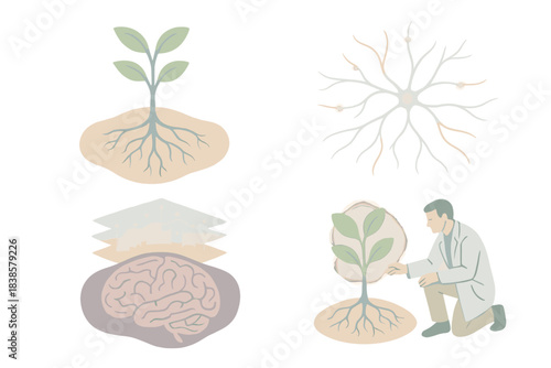 Synaptic Eco-connectivity. Isometric vector illustration set Eco-detection web system: spiderweb transmitting light signals of air