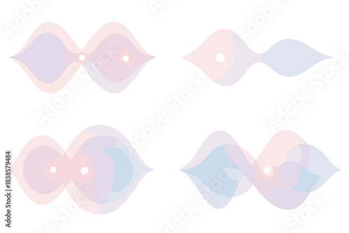 Resonant Wave Patterns. Isometric vector illustration set Resonant wave pattern: smooth motion ripples interacting in symmetry,