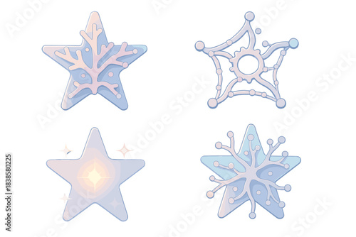 Oceanic Star Engines. Isometric vector illustration set Oceanic star engines: metallic coral constellations, clock gear paths,