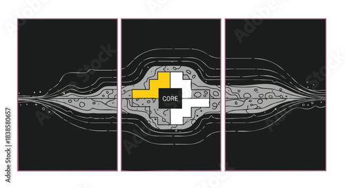 Dynamic digital artwork depicting intricate data pathways converging on a clearly defined central objective, symbolizing strategic planning and successful achievement.