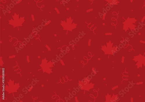 Red maple seamless pattern. Canada Day. Canada Maple Leaf Seamless Background Pattern