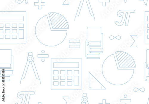 Mathematical Background. Mathematical Symbol Pattern on White Background