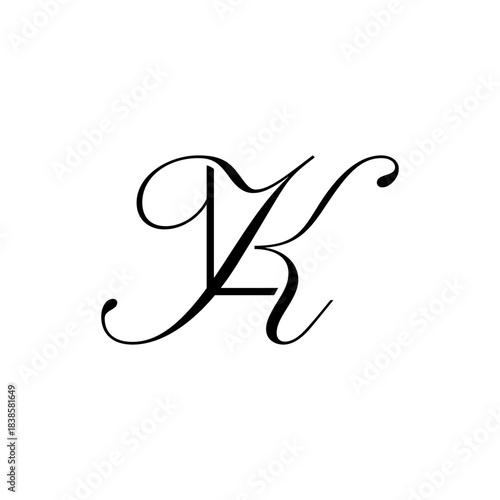 initial letter l with k script logo