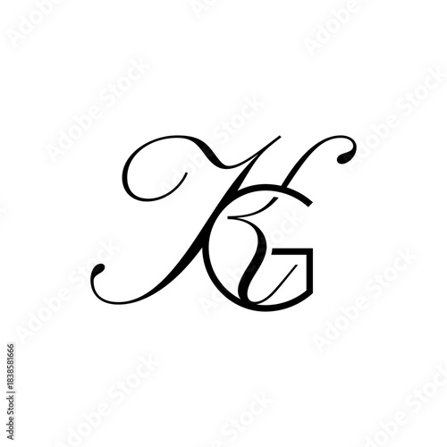 initial letter g with k script logo
