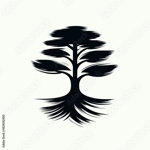 Tree planting vector silhouette