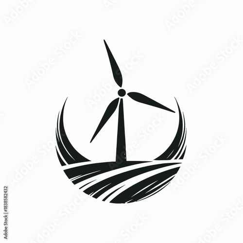 Wind turbines vector silhouette