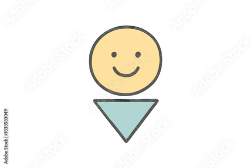 Cheerful Minimalist Symbol. A tiny "less is more" philosophy symbol with a cheerful minimalist design, cozy pastel doodle colors,