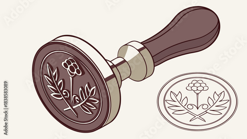 Wax seal stamp set, closeup of wooden tool for business