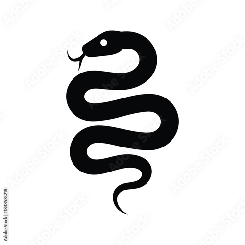 Snake Icon – Wavy Silhouette Serpent Vector Illustration
