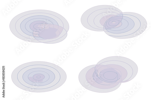 Dynamic Ripple Fields. Isometric vector illustration set Dynamic ripple field: light waves emanating from interaction points,