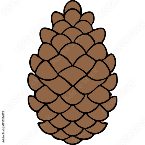 Brown Pine Cone Detailed Illustration with Black Background and Subtle Orange Accents