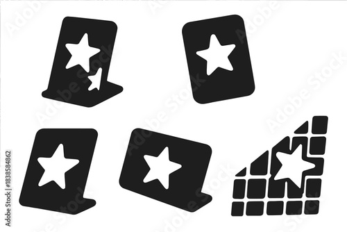 Inclined Iconography. Solid style icons of inclined inspiration: sloped decorative motivation, angled embedded inspiration, tilted