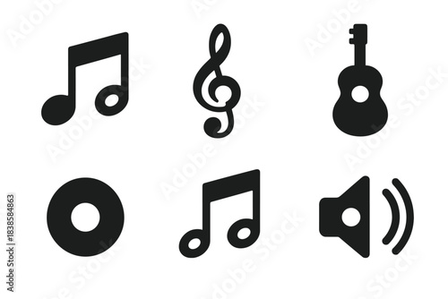 Harmonic Emptiness Icons. Solid style icons of harmonic emptiness: rhythmic gap attractions, melodic emptiness temptations,