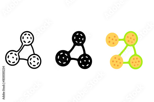 Interconnected Spores Icon. Minimalist icon showing interconnected spores linked by glowing filaments, first in line style with