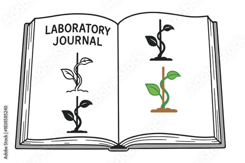 Thigmotropic Movement Diagrams. Laboratory journal with illustrated growth diagrams tracking thigmotropic movement, first in line