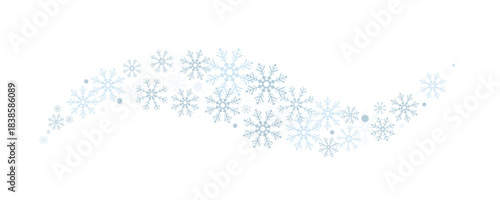 Curl of snowflakes. Snowflakes in vector. Blizzard of snowflakes.