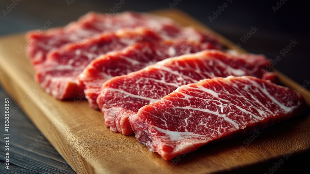 Fototapeta premium Succulent marbled meat slices