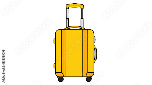 Bright Yellow Rolling Suitcase with Telescopic Handle and Wheels on a Black Background Ideal for Travel and Luggage Concepts Clean Simple Design