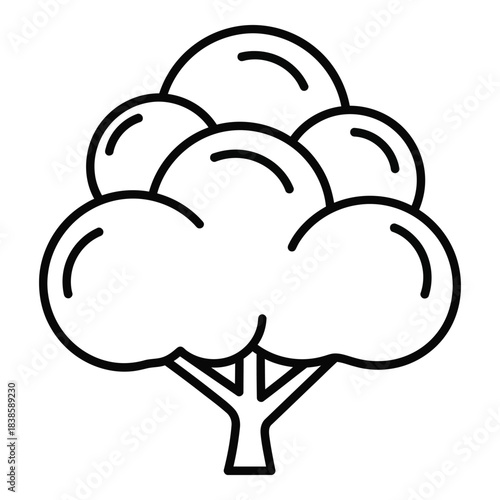 Outline drawing of a broccoli floret simple and minimalist illustration