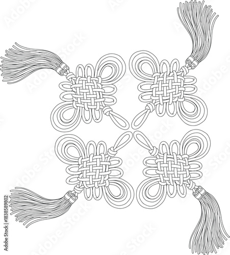 Four Traditional Chinese Knots with Tassels