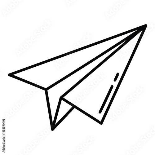 Paper airplane illustration showing creativity and travel dreams in black and white