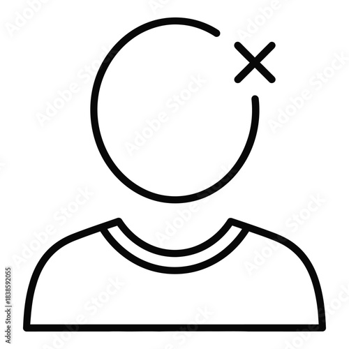 Silhouette of anonymous user profile icon with deletion cross symbol