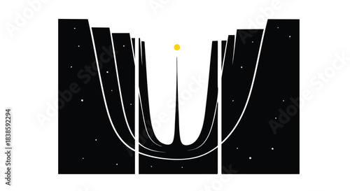 Abstract representation of a black hole with a bright star at its center, evoking cosmic mystery and scientific wonder.