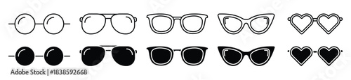 Glasses icons set