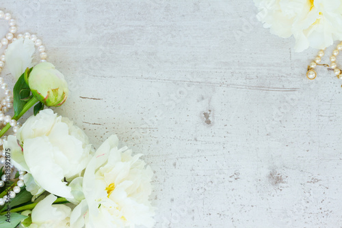 White peony flowers