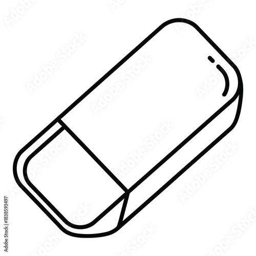 Simple line art illustration of a white eraser used in school