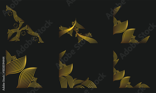 golden floral corner ornament set