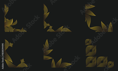 golden floral corner ornament set