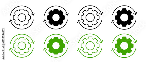 Sync or synchronization process icons set
