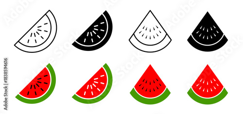 Watermelon slice icon set