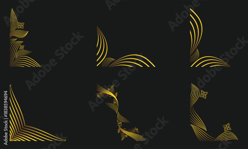 golden floral corner ornament set