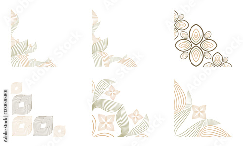 Soft Color Line Floral Frame Corner Design