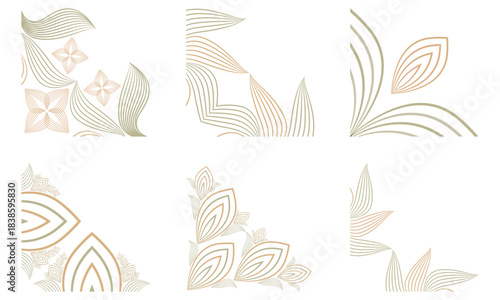 Soft Color Line Floral Frame Corner Design