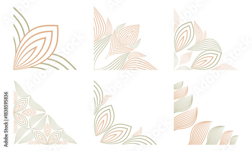 Soft Color Line Floral Frame Corner Design