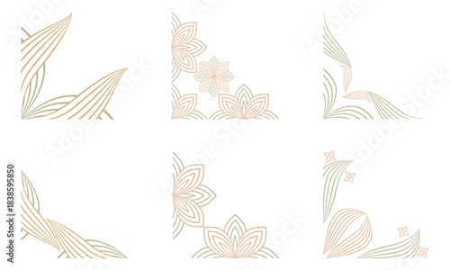 Soft Color Line Floral Frame Corner Design