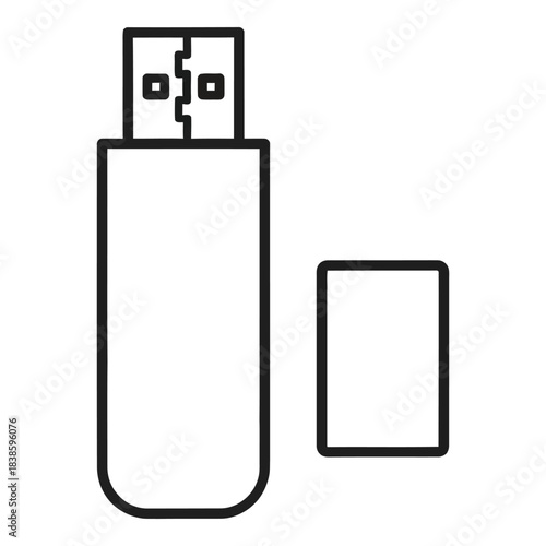 USB Drive Illustration for Data Storage Technology with Detachable Cap