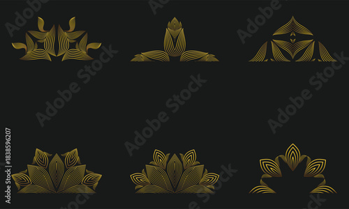 Symmetrical Gold Line Floral Ornament Design