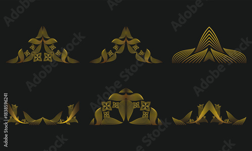 Symmetrical Gold Line Floral Ornament Design