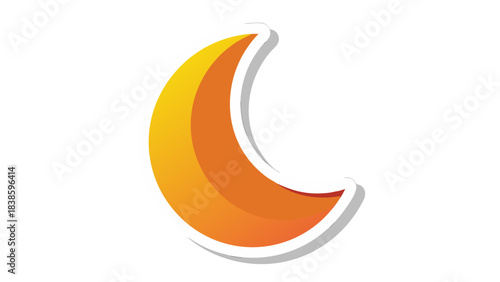 Free Download Crescent Moon Icon with Gradient Orange and Yellow Hues Set Against a Stark Black Background Featuring a Subtle White Outline and Shadow Effect - GFXLoad